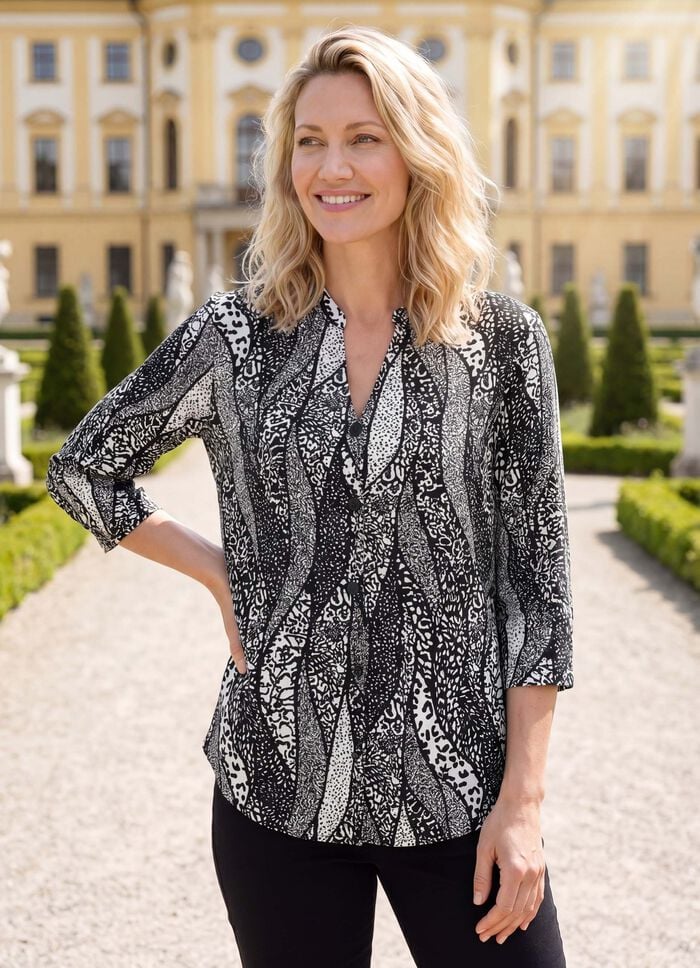 Shirtbluse mit Stehkragen 